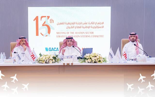 رئيس الهيئة العامة للطيران المدني، عبدالعزيز بن عبدالله الدعيلج، خلال اجتماع اللجنة التوجيهية لتفعيل الاستراتيجية الوطنية للطيران