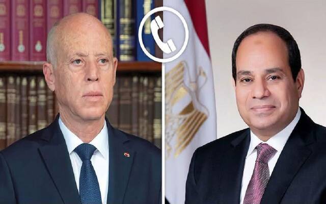 الرئيس المصري عبد الفتاح السيسي و الرئيس التونسي قيس سعيد