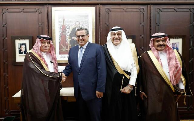جانب من استقبال رئيس الحكومة المغربية وزير التجارة السعودي في الرباط