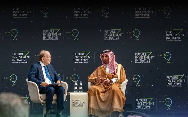 نائب وزير الصناعة والثروة المعدنية لشؤون التعدين، خالد المديفر، خلال جلسة حوارية ضمن فعاليات اليوم الثاني لمؤتمر مبادرة مستقبل الاستثمار