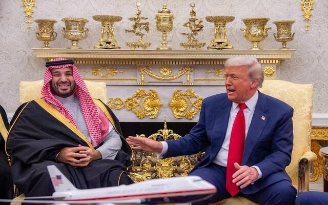 الأمير محمد بن سلمان بن عبدالعزيز آل سعود ولي العهد والرئيس الأمريكي دونالد ترامب