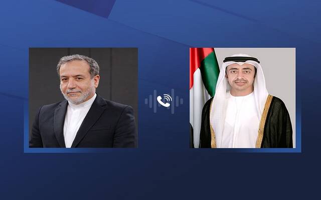 الشيخ عبدالله بن زايد آل نهيان نائب رئيس مجلس الوزراء وزير الخارجية الإماراتي وعباس عراقجي وزير خارجية الجمهورية الإسلامية الإيرانية