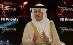 وزير النقل والخدمات اللوجستية، صالح الجاسر، خلال جلسة حوارية ضمن مشاركته في قمة أولوية أوروبا 2026