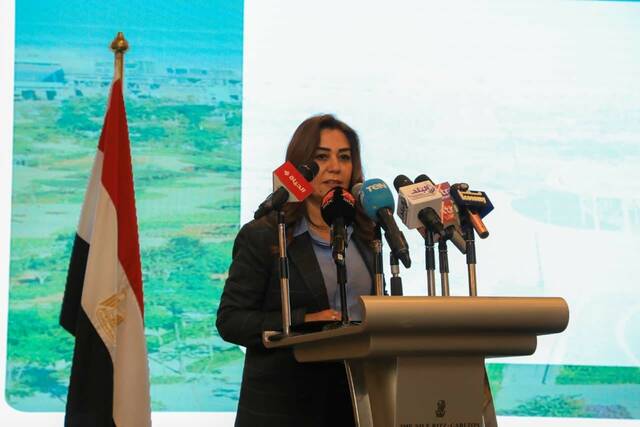 وزيرة التنمية المحلية الدكتورة منال عوض خلال المؤتمر