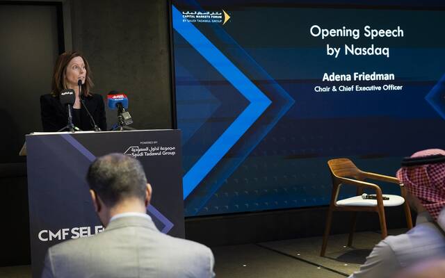 أدينا فريدمان، رئيس مجلس الإدارة والرئيس التنفيذي لناسداك، في كلمتها الافتتاحية بملتقى الأسواق المالية سيليكت – نيويورك 2026