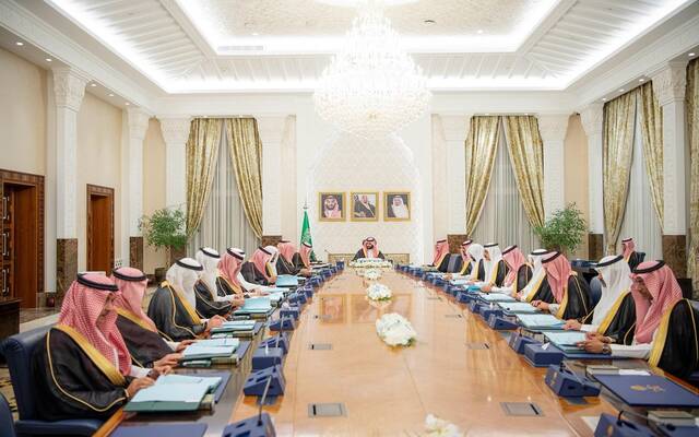 جانب من اجتماع مجلس الوزراء في مدينة نيوم برئاسة ولي العهد رئيس مجلس الوزراء الأمير محمد بن سلمان