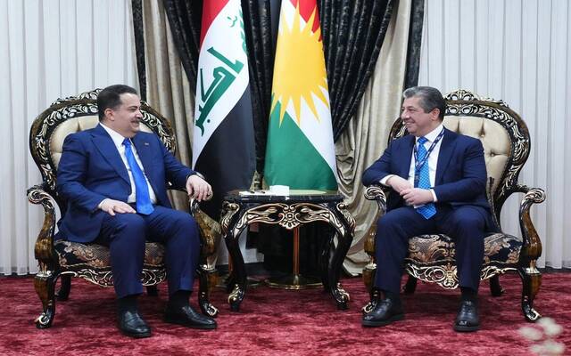 رئيس مجلس الوزراء العراقي محمد شياع السوداني ورئيس حكومة إقليم كردستان العراق مسرور بارزاني