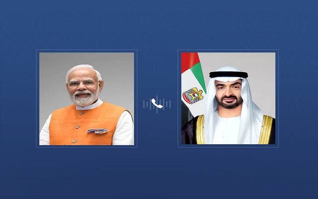 الشيخ محمد بن زايد آل نهيان رئيس الدولة و ناريندرا مودي رئيس وزراء جمهورية الهند