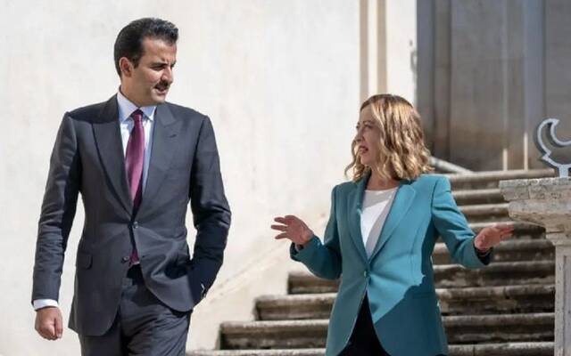 أمير قطر ورئيسة وزراء إيطاليا