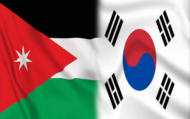 أعلام الدولتين الأردن وكوريا الجنوبية