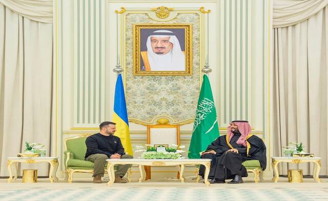 الأمير محمد بن سلمان بن عبدالعزيز آل سعود ولي العهد يستقبل فلاديمير زيلينسكي رئيس جمهورية أوكرانيا