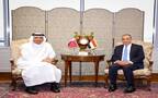 بدر عبد العاطي وزير الخارجية والهجرة وشئون المصريين بالخارج والشيخ محمد بن عبد الرحمن آل ثاني رئيس مجلس الوزراء وزير خارجية دولة قطر
