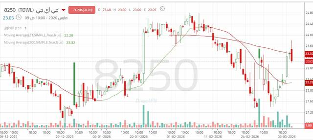 الأداء اليومي لسهم "جي آي جي"