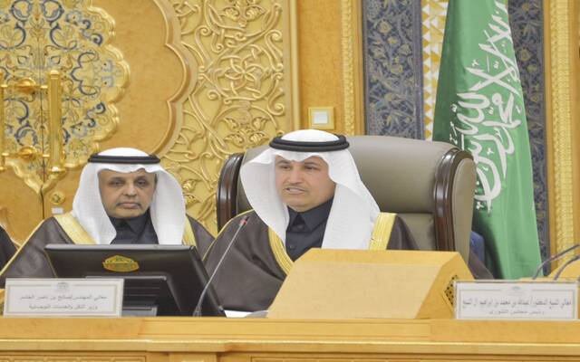 وزير النقل والخدمات اللوجستية، صالح الجاسر، خلال حضوره جلسة مجلس الشورى