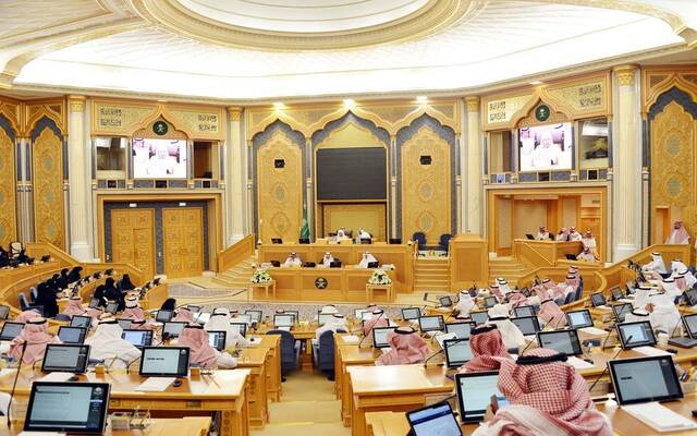 جانب من جلسة مجلس الشورى السعودي برئاسة رئيس المجلس، عبدالله بن محمد بن إبراهيم آل الشيخ