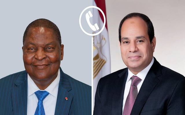 الرئيس المصري عبد الفتاح السيسي والرئيس فوستان آرشانج تواديرا رئيس جمهورية إفريقيا الوسطى