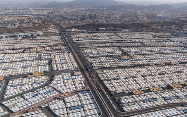 صورة جوية لمشعر منى في يوم التروية