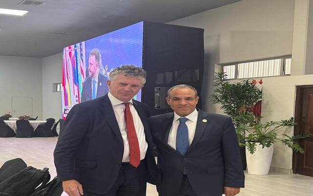 بدر عبد العاطي وزير الخارجية والهجرة وشئون المصريين بالخارج مع جوناثان باول مستشار الأمن القومي البريطاني