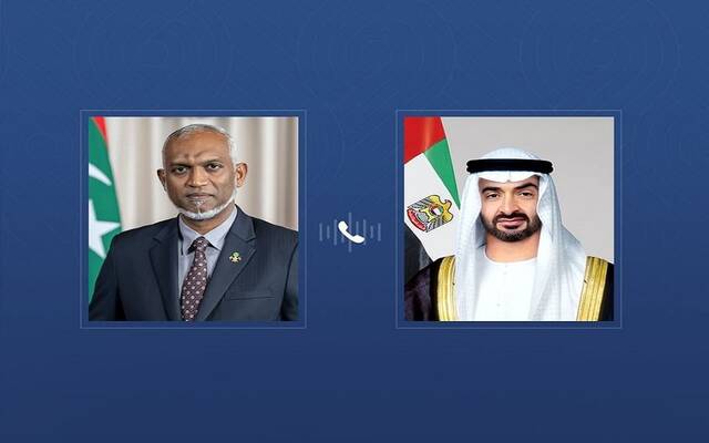الشيخ محمد بن زايد آل نهيان رئيس الدولة و الدكتور محمد مويزو،رئيس جمهورية المالديف