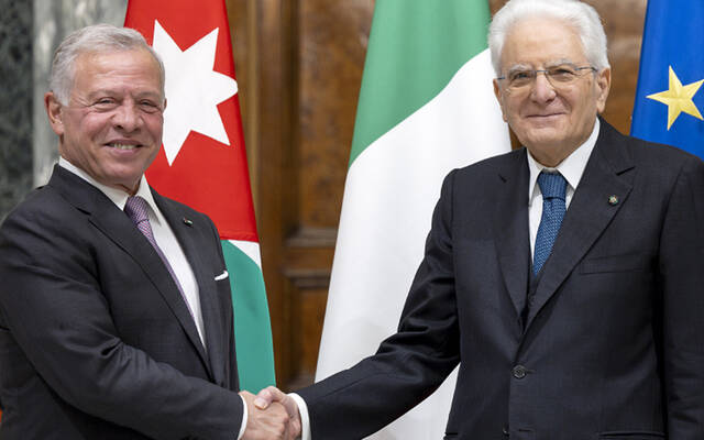 في لقائه بالرئيس الإيطالي.. ملك الأردن يؤكد ضرورة وقف الكارثة الإنسانية في غزة