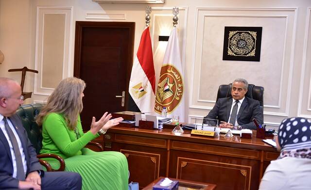 حسن شحاتة وزير العمل المصري يجتمع مع بيتينا شالر رئيس الاتحاد العالمي للتوظيف