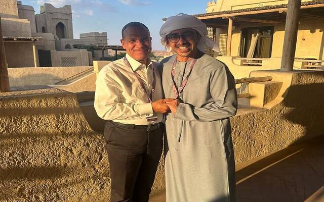 بدر عبدالعاطي وزير الخارجية والهجرة المصري والشيخ عبدالله بن زايد آل نهيان نائب رئيس الوزراء وزير الخارجية الإماراتي