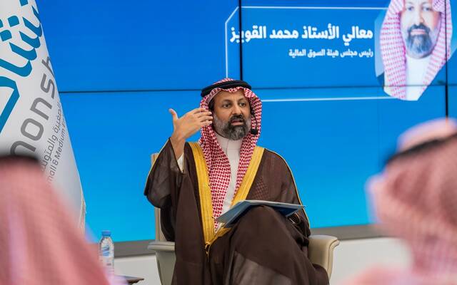 رئيس هيئة السوق المالية محمد القويز خلال مشاركته في فعاليات أسبوع التمويل في مجلس دعم المنشآت