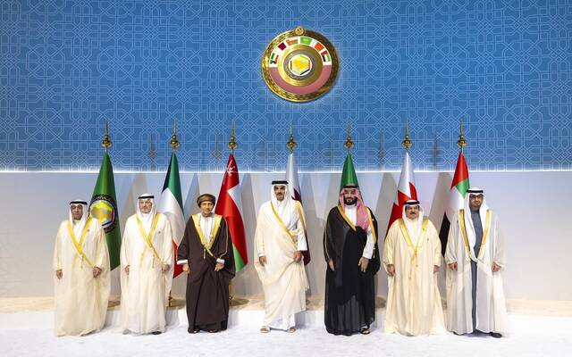 قادة دول مجلس التعاون الخليجي على هامش القمة الخليجية بالدوحة