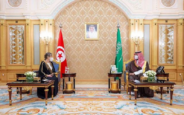 ولي العهد يستعرض مبادرات السعودية الخضراء مع رئيسة الحكومة التونسية